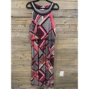 STUDIO ONE NEW YORK‎ MAXI  DRESS SCOOP DETAIL NECK SLEEVELESS FIT&FLARE Size L